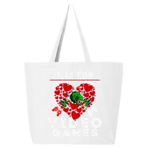 V Is For Video Games Valentines Day Dinosaurs Gift 25L Jumbo Tote