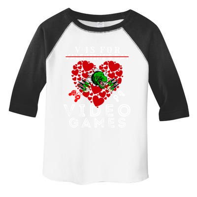 V Is For Video Games Valentines Day Dinosaurs Gift Toddler Fine Jersey T-Shirt