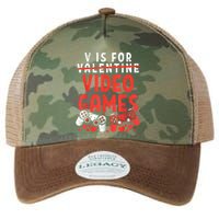 V Is For Video Games Funny Valentines Day Gamer Legacy Tie Dye Trucker Hat