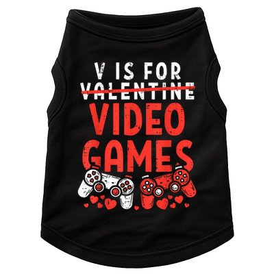 V Is For Video Games Funny Valentines Day Gamer Doggie Tank