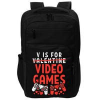 V Is For Video Games Funny Valentines Day Gamer Impact Tech Backpack