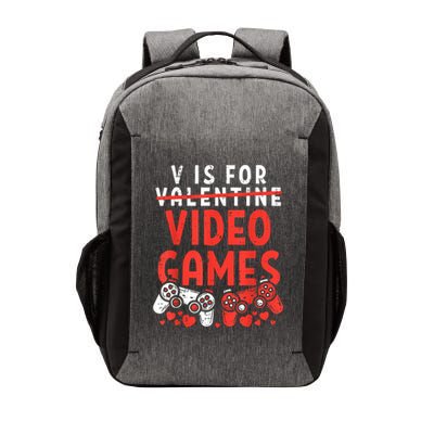 V Is For Video Games Funny Valentines Day Gamer Vector Backpack