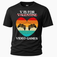 V Is For Valentine Video Games Retro Sunset Heart Performance Shirt