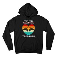 V Is For Valentine Video Games Retro Sunset Heart Hoodie