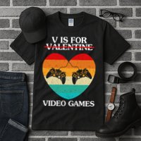 V Is For Valentine Video Games Retro Sunset Heart Tall T-Shirt