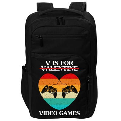 V Is For Valentine Video Games Retro Sunset Heart Impact Tech Backpack
