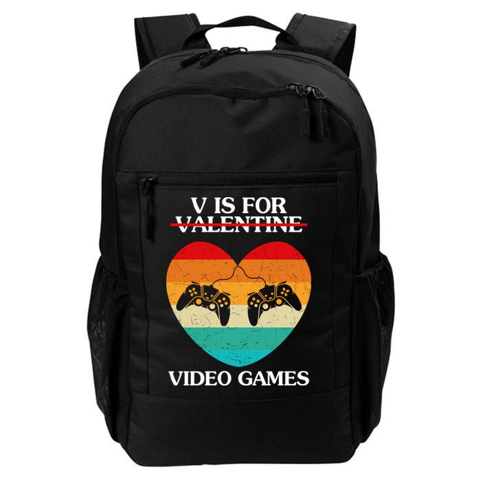 V Is For Valentine Video Games Retro Sunset Heart Backpack