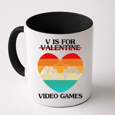 V Is For Valentine Video Games Retro Sunset Heart Mug