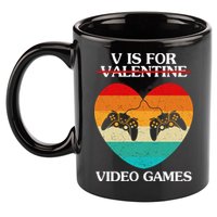 V Is For Valentine Video Games Retro Sunset Heart 11oz C Handle Ceramic Mug