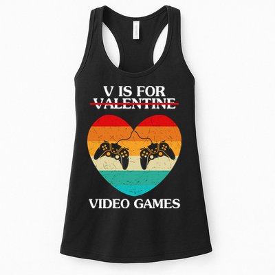 V Is For Valentine Video Games Retro Sunset Heart Womens Tank Top