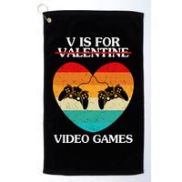 V Is For Valentine Video Games Retro Sunset Heart Golf Towel