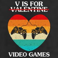 V Is For Valentine Video Games Retro Sunset Heart Golf Towel