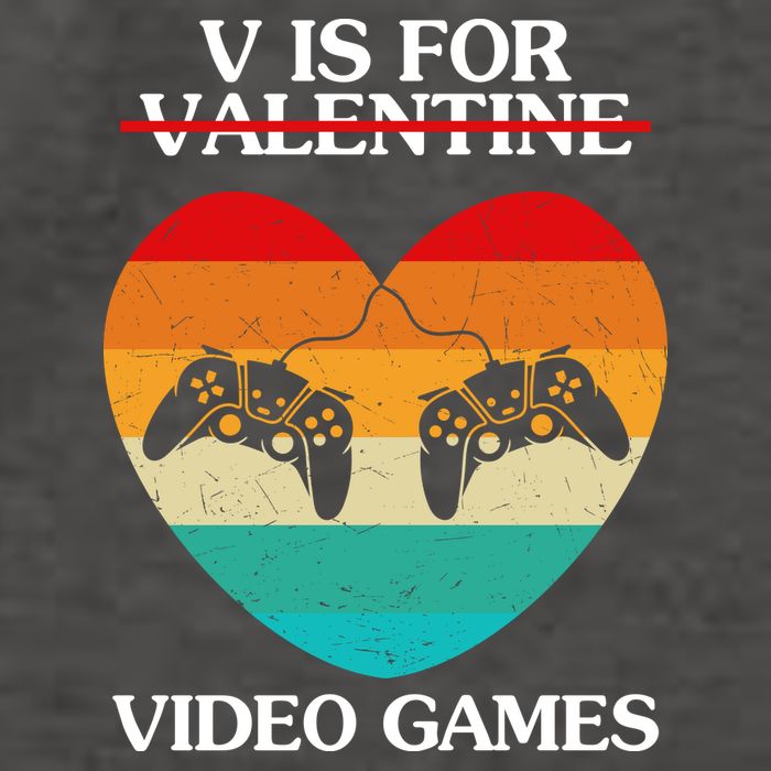 V Is For Valentine Video Games Retro Sunset Heart Vector Backpack