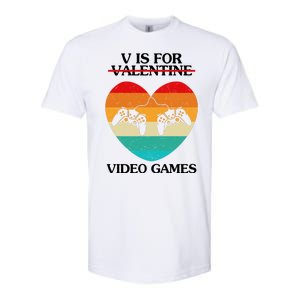 V Is For Valentine Video Games Retro Sunset Heart Softstyle CVC T-Shirt