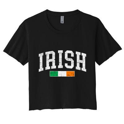 Vintage Irish Flag St Patricks Day Retro Ireland Souvenir Crop Top