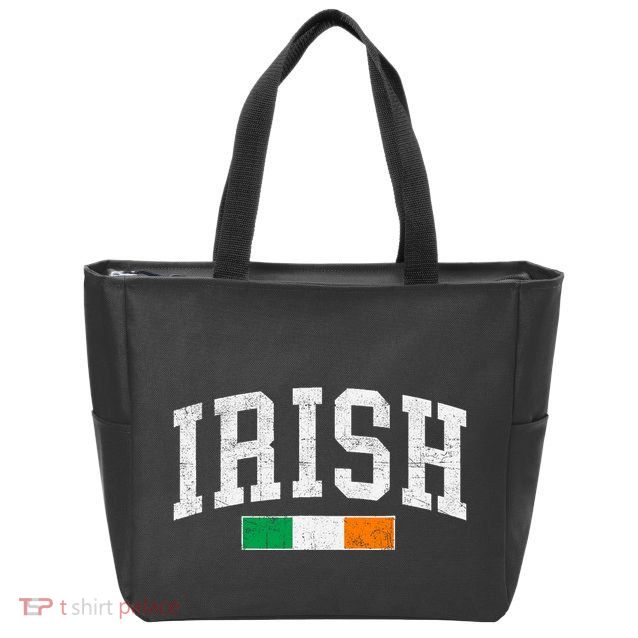 Vintage Irish Flag St Patricks Day Retro Ireland Souvenir Zip Tote Bag