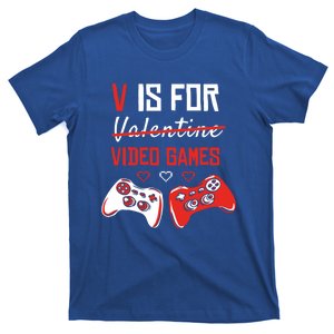 V Is For Video Games Funny Gamer For Valentines Day Gift T-Shirt