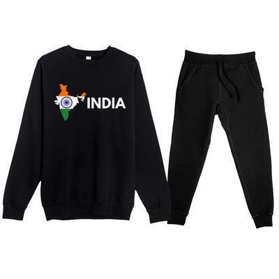 Vintage India Flag Indian Outdoor Trip In India Premium Crewneck Sweatsuit Set