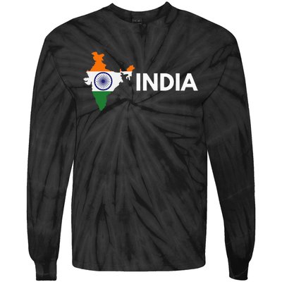 Vintage India Flag Indian Outdoor Trip In India Tie-Dye Long Sleeve Shirt