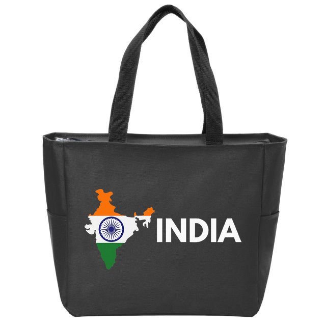 Vintage India Flag Indian Outdoor Trip In India Zip Tote Bag