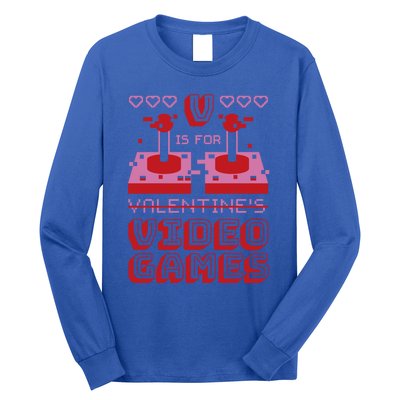 V Is For Video Games Funny Gamer Gift For Valentines Day Gift Long Sleeve Shirt