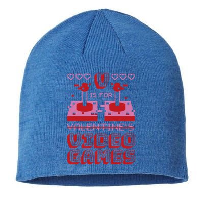 V Is For Video Games Funny Gamer Gift For Valentines Day Gift Sustainable Beanie