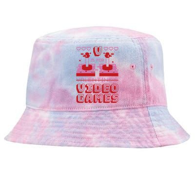 V Is For Video Games Funny Gamer Gift For Valentines Day Gift Tie-Dyed Bucket Hat