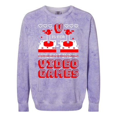 V Is For Valentine's Day Funny Video Game Gamer Colorblast Crewneck Sweatshirt