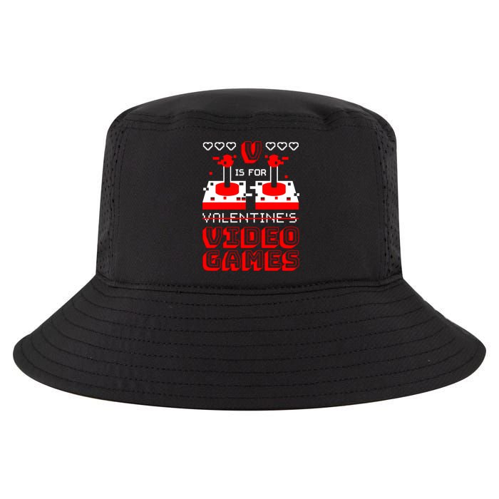 V Is For Valentine's Day Funny Video Game Gamer Cool Comfort Performance Bucket Hat