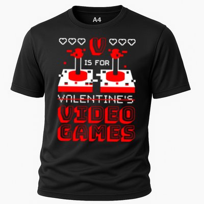 V Is For Valentine's Day Funny Video Game Gamer Performance Shirt
