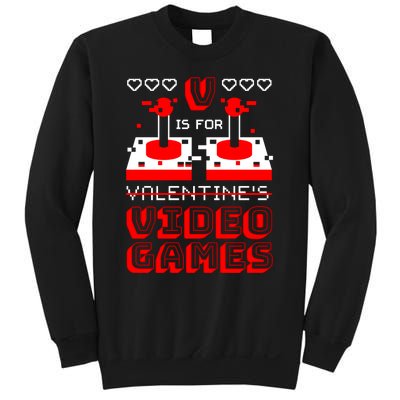 V Is For Valentine's Day Funny Video Game Gamer Sweatshirt