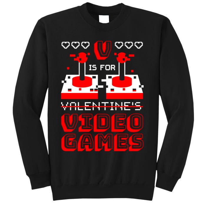 V Is For Valentine's Day Funny Video Game Gamer Sweatshirt