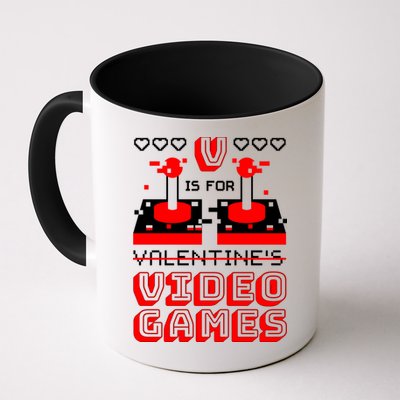 V Is For Valentine's Day Funny Video Game Gamer Mug
