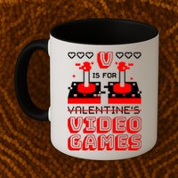 V Is For Valentine's Day Funny Video Game Gamer Mug