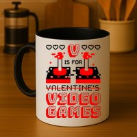 V Is For Valentine's Day Funny Video Game Gamer Mug