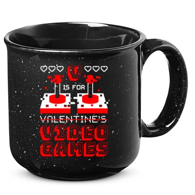 V Is For Valentine's Day Funny Video Game Gamer 15oz Campfire Ceramic Mug