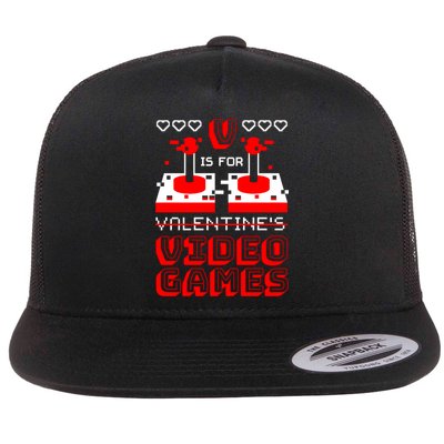 V Is For Valentine's Day Funny Video Game Gamer Flatbill Hat