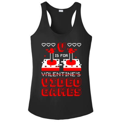 V Is For Valentine's Day Funny Video Game Gamer Ladies PosiCharge Competitor Racerback Tank