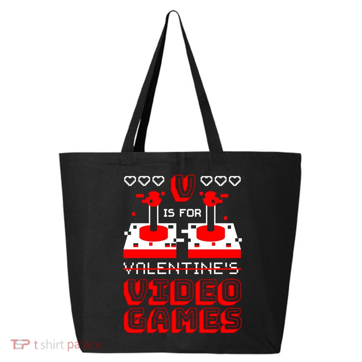 V Is For Valentine's Day Funny Video Game Gamer 25L Jumbo Tote