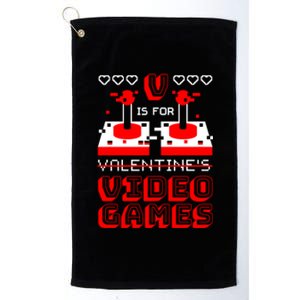 V Is For Valentine's Day Funny Video Game Gamer Platinum Collection Golf Towel