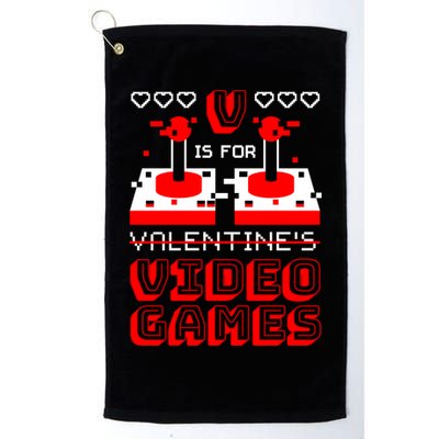V Is For Valentine's Day Funny Video Game Gamer Golf Towel