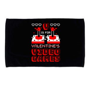 V Is For Valentine's Day Funny Video Game Gamer Microfiber Hand Towel