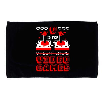 V Is For Valentine's Day Funny Video Game Gamer Microfiber Hand Towel