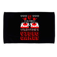 V Is For Valentine's Day Funny Video Game Gamer Microfiber Hand Towel