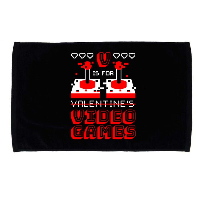 V Is For Valentine's Day Funny Video Game Gamer Microfiber Hand Towel