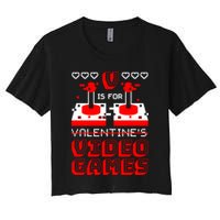 V Is For Valentine's Day Funny Video Game Gamer Crop Top