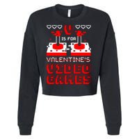 V Is For Valentine's Day Funny Video Game Gamer Cropped Pullover Crew