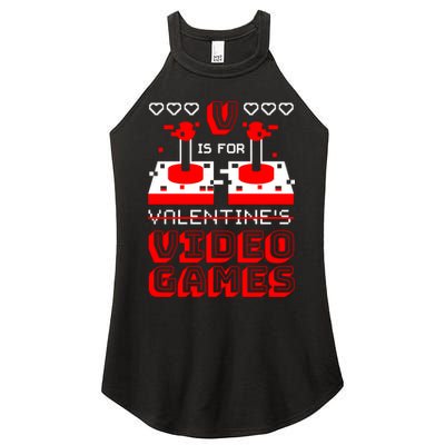 V Is For Valentine's Day Funny Video Game Gamer Women's Perfect Tri Rocker Tank