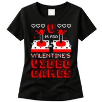 V Is For Valentine's Day Funny Video Game Gamer Womens T-Shirt
