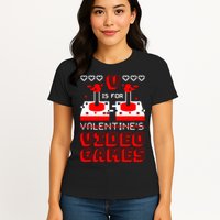 V Is For Valentine's Day Funny Video Game Gamer Womens T-Shirt
